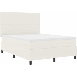 vidaXL Lit à ressort LED avec tête de lit Crème et Blanc 140 x 190 cm vidaXL Lit à ressort LED avec tête de lit Crème et Blanc 140 x 190 cm