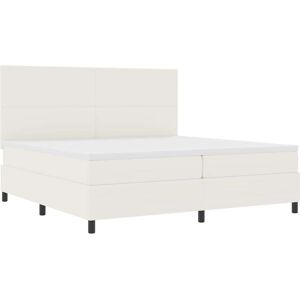 vidaXL Lit à ressort LED avec tête de lit Crème et Blanc 200 x 200 cm vidaXL Lit à ressort LED avec tête de lit Crème et Blanc 200 x 200 cm