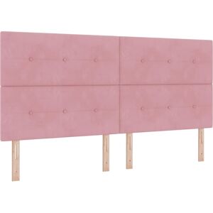 vidaXL Lit à ressort LED avec tête de lit Rose 200 x 200 cm Velours vidaXL Lit à ressort LED avec tête de lit Rose 200 x 200 cm Velours