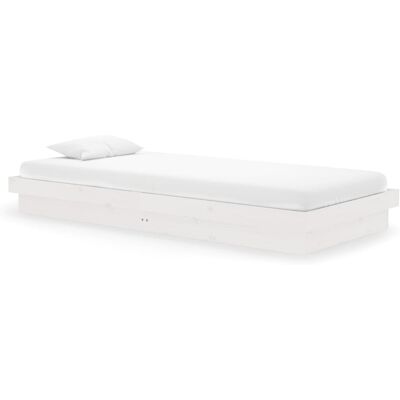 vidaXL Cadre de lit en bois massif blanc - Rustique 90x200 cm vidaXL Cadre de lit en bois massif blanc - Rustique 90x200 cm