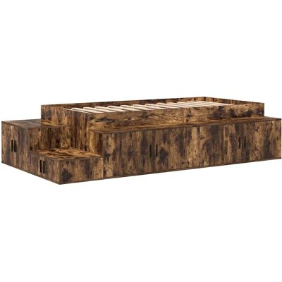 Vidaxl - Lit de Rangement avec Finition en Chêne Fumé - 90x190 cm Vidaxl - Lit de Rangement avec Finition en Chêne Fumé - 90x190 cm