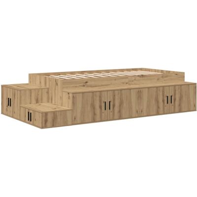 VidaXL Cadre de Lit de Rangement - 75x190 cm Bois Chêne Mobilier Moderne VidaXL Cadre de Lit de Rangement - 75x190 cm Bois Chêne Mobilier Moderne