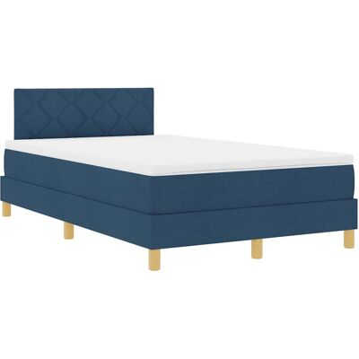 vidaXL Lit à ressort LED avec tête de lit Bleu 120 x 200 cm tissu vidaXL Lit à ressort LED avec tête de lit Bleu 120 x 200 cm tissu