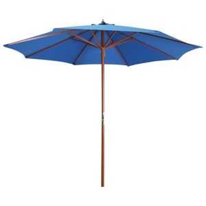 vidaXL Parasol avec mât en bois 300x258 cm Bleu