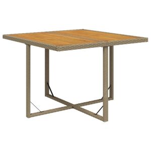 Bussandri Exclusive Table de jardin en polyrotin et bois d'acacia Beige 109 x 107 x 74 cm