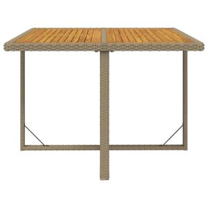 Bussandri Exclusive Table de jardin en polyrotin et bois d'acacia Beige 109 x 107 x 74 cm