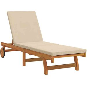 Vidaxl Chaise longue en bois beige avec roulettes Vidaxl Chaise longue en bois beige avec roulettes