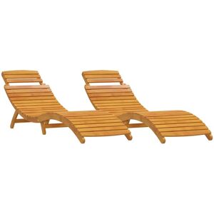vidaXL Ensemble de Chaises Longues avec 2 Bois d'Acacia Marron - Ensemble de Chaises Longues vidaXL Ensemble de Chaises Longues avec 2 Bois d'Acacia Marron - Ensemble de Chaises Longues