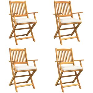 Chaises de Jardin Pliantes avec Coussins - 4 pcs - Bois Chaises de Jardin Pliantes avec Coussins - 4 pcs - Bois
