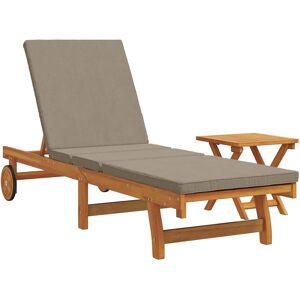 vidaXL Ensemble de 2 transats en acacia massif taupe pliable - Salon de Jardin vidaXL Ensemble de 2 transats en acacia massif taupe pliable - Salon de Jardin