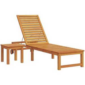 Vidaxl - Fauteuil Relax avec Table - Bois d'Acacia Massif - Extérieur Vidaxl - Fauteuil Relax avec Table - Bois d'Acacia Massif - Extérieur