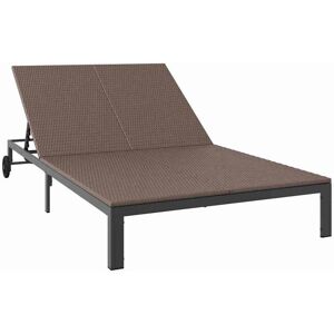 Fauteuil lounge marron Vidaxl avec coussins et roues pour 2 personnes Fauteuil lounge marron Vidaxl avec coussins et roues pour 2 personnes