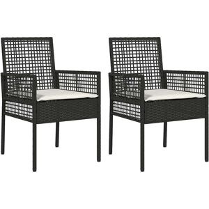 Chaises de Jardin 2 pcs avec Coussins Noir Poliratán vidaXL Chaises de Jardin 2 pcs avec Coussins Noir Poliratán vidaXL