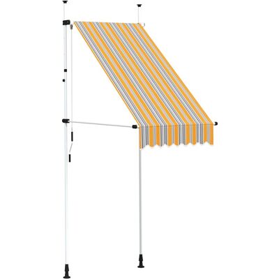 vidaXL Auvent rétractable manuel 100 cm Rayures jaunes et bleues vidaXL Auvent rétractable manuel 100 cm Rayures jaunes et bleues