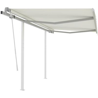 Abris manuel rétractable avec poteaux 3x2,5 m couleur crème vidaXL - Abris Abris manuel rétractable avec poteaux 3x2,5 m couleur crème vidaXL - Abris