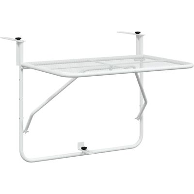 vidaXL Table de Balcon en Acier Blanc Pliable - Table de Balcon vidaXL Table de Balcon en Acier Blanc Pliable - Table de Balcon