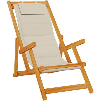 VidaXL Chaise de Plage Pliable Taupe - Bois d'Acacia, Textilene, 61.5X110-123 cm VidaXL Chaise de Plage Pliable Taupe - Bois d'Acacia, Textilene, 61.5X110-123 cm