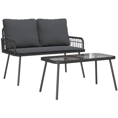vidaXL Ensemble de 2 canapés en rotin noir léger pour l'extérieur - Ensemble de sofa d'extérieur vidaXL Ensemble de 2 canapés en rotin noir léger pour l'extérieur - Ensemble de sofa d'extérieur