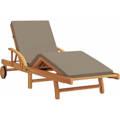 Transat en teck solide taupe pliable Vidaxl - Chaise longue Transat en teck solide taupe pliable Vidaxl - Chaise longue