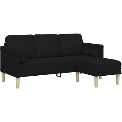 Canapé d'angle noir en tissu 160cm vidaXL Canapé d'angle noir en tissu 160cm vidaXL
