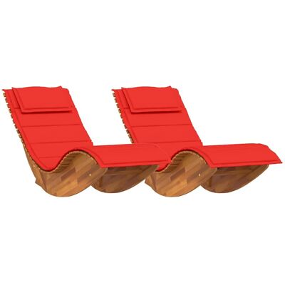 Ensemble de 2 Chaises Extérieures en Bois et Tissu Rouge Pliable Vidaxl Ensemble de 2 Chaises Extérieures en Bois et Tissu Rouge Pliable Vidaxl