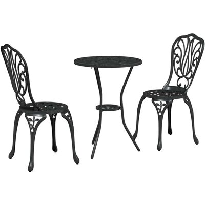 Ensemble Bistro de Jardin Vidaxtl - Fonte résistante, Noir Ensemble Bistro de Jardin Vidaxtl - Fonte résistante, Noir