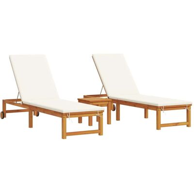 Vidaxl - Ensemble Lounge en Bois d'Acacia avec 2 Chaises Longues et Table - Mobilier de Jardin Vidaxl - Ensemble Lounge en Bois d'Acacia avec 2 Chaises Longues et Table - Mobilier de Jardin