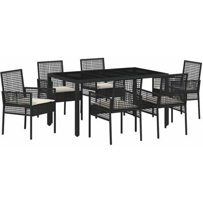 vidaXL Ensemble de Salle à Manger de Jardin - 7 Pièces, Coussins, Ratan Synthétique vidaXL Ensemble de Salle à Manger de Jardin - 7 Pièces, Coussins, Ratan Synthétique