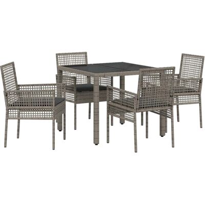 Ensemble de Salle à Manger de Jardin Vidaxl - Moderne, 5 pièces, Rotin & Verre Ensemble de Salle à Manger de Jardin Vidaxl - Moderne, 5 pièces, Rotin & Verre
