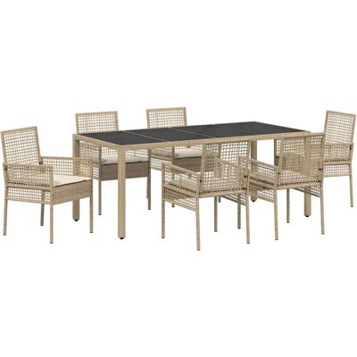 VIDAXL Ensemble de Repas de Jardin 7 pcs Beige Poly Rotin - Ensemble de Jardin VIDAXL Ensemble de Repas de Jardin 7 pcs Beige Poly Rotin - Ensemble de Jardin