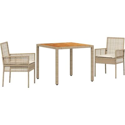 VIDAXL Ensemble de Salle à Manger de Jardin 3 pièces Beige Rotin VIDAXL Ensemble de Salle à Manger de Jardin 3 pièces Beige Rotin