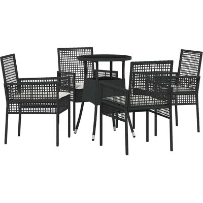 Ensemble de Salle à Manger de Jardin VidaXL - Polyrotin Noir, 5 Pièces Ensemble de Salle à Manger de Jardin VidaXL - Polyrotin Noir, 5 Pièces
