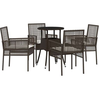 Vidaxl - Ensemble de Salle à Manger Extérieur 5 Pièces Marron Polyrattan - Ensemble de Salle à Manger Vidaxl - Ensemble de Salle à Manger Extérieur 5 Pièces Marron Polyrattan - Ensemble de Salle à Manger