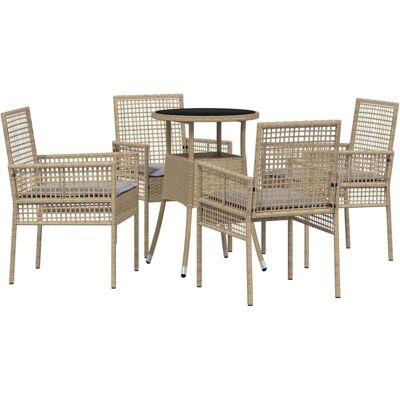 Ensemble de Salle à Manger de Jardin Vidaxl - Moderne Beige & Gris - 4 Chaises - Extérieur Ensemble de Salle à Manger de Jardin Vidaxl - Moderne Beige & Gris - 4 Chaises - Extérieur