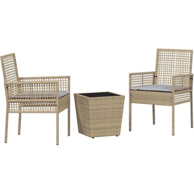 Ensemble bistro jardin Vidaxl - 3 pièces avec coussins - Beige Ensemble bistro jardin Vidaxl - 3 pièces avec coussins - Beige