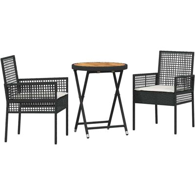 Ensemble de Bistro de Jardin Noir Vidaxl - Bois d'Acacia Rustique, Pliable, Résistant aux UV Ensemble de Bistro de Jardin Noir Vidaxl - Bois d'Acacia Rustique, Pliable, Résistant aux UV