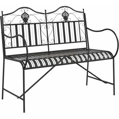 Banc en métal noir pour jardin - Siège rectangulaire moderne pour 2 Banc en métal noir pour jardin - Siège rectangulaire moderne pour 2