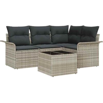 Ensemble de Canapés de Jardin Gris Clair - Poly Rattan Résistant aux Intempéries - 5 Pièces Ensemble de Canapés de Jardin Gris Clair - Poly Rattan Résistant aux Intempéries - 5 Pièces