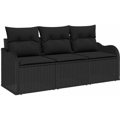 Vidaxl Ensemble de Canapé de Jardin 3 Pièces Noir Vidaxl Ensemble de Canapé de Jardin 3 Pièces Noir