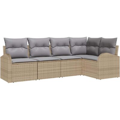 Ensemble de Canapés de Jardin vidaXL 5 pièces Beige Rattan Moderne Ensemble de Canapés de Jardin vidaXL 5 pièces Beige Rattan Moderne