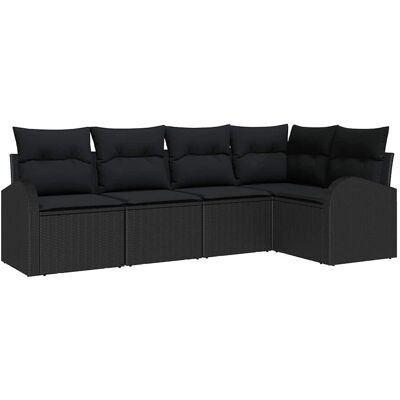 Maison & Jardin - Ensemble de Canapé de Jardin 5 pièces Poly Rotin Noir Maison & Jardin - Ensemble de Canapé de Jardin 5 pièces Poly Rotin Noir