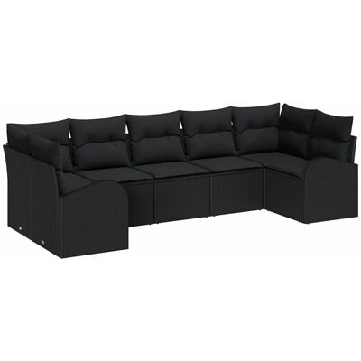 VidaXL Ensemble de Canapés de Jardin 7 Pièces Noir VidaXL Ensemble de Canapés de Jardin 7 Pièces Noir
