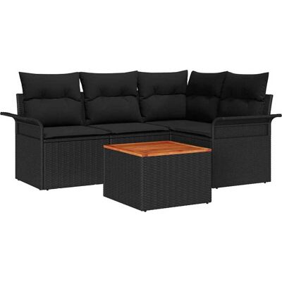 Ensemble de canapé de jardin 5 pièces noir - Mobilier extérieur Ensemble de canapé de jardin 5 pièces noir - Mobilier extérieur