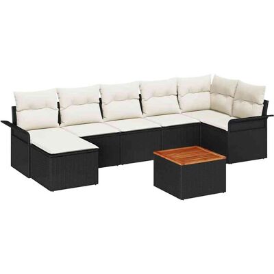 Ensemble de Canapés de Jardin Poly Rattan Acacia 8 Pièces - Mobilier d'Extérieur Ensemble de Canapés de Jardin Poly Rattan Acacia 8 Pièces - Mobilier d'Extérieur