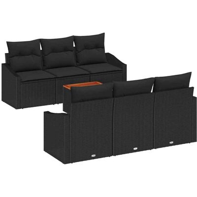 Ensemble de Canapés de Jardin Noir 7 Pièces Rattan Moderne Ensemble de Canapés de Jardin Noir 7 Pièces Rattan Moderne