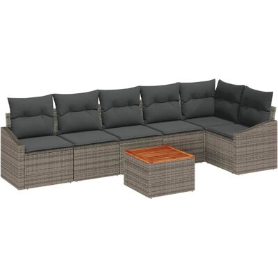 Ensemble de jardin gris de 7 pièces - Mobilier extérieur Ensemble de jardin gris de 7 pièces - Mobilier extérieur