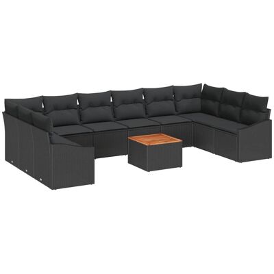 VIDAXL Ensemble Canapé de Jardin 11 Pièces - Noir, Modulable, Résistant aux Intempéries VIDAXL Ensemble Canapé de Jardin 11 Pièces - Noir, Modulable, Résistant aux Intempéries