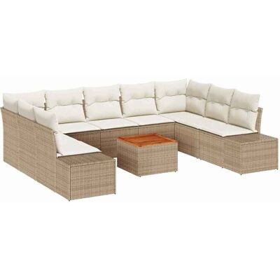 Ensemble de Canapé en Rotin Beige - Mobilier de Jardin 10 Pièces Ensemble de Canapé en Rotin Beige - Mobilier de Jardin 10 Pièces