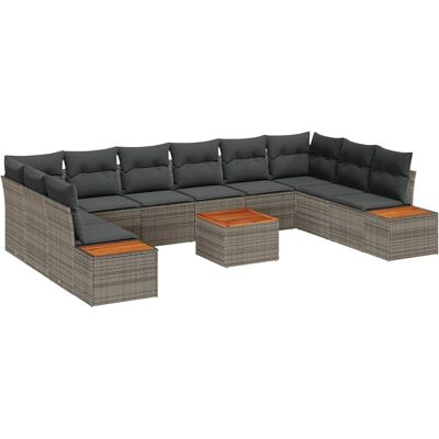 Ensemble de Canapés de Jardin VidaXL 11 Pièces Gris Polyrattan Ensemble de Canapés de Jardin VidaXL 11 Pièces Gris Polyrattan