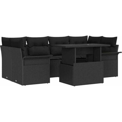 Ensemble de Canapés de Jardin Vidaxl - Rotin Noir 7 Pièces Mobilier Extérieur Élégant Ensemble de Canapés de Jardin Vidaxl - Rotin Noir 7 Pièces Mobilier Extérieur Élégant